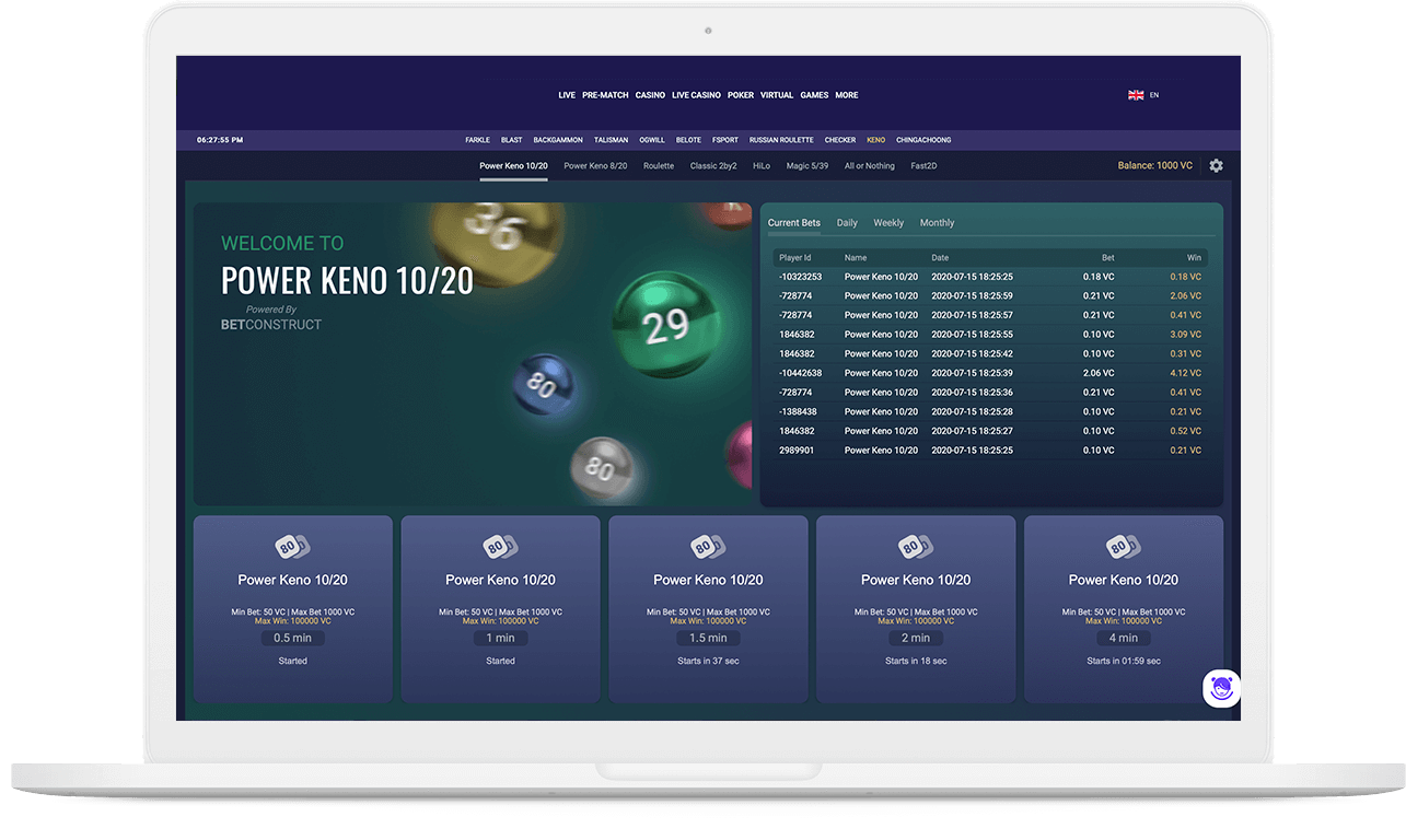 BetConstruct keno software