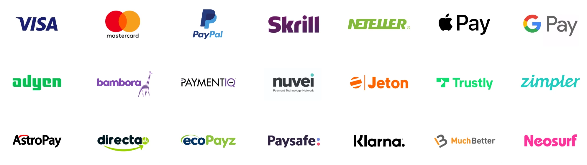 Logos of famous payment methods