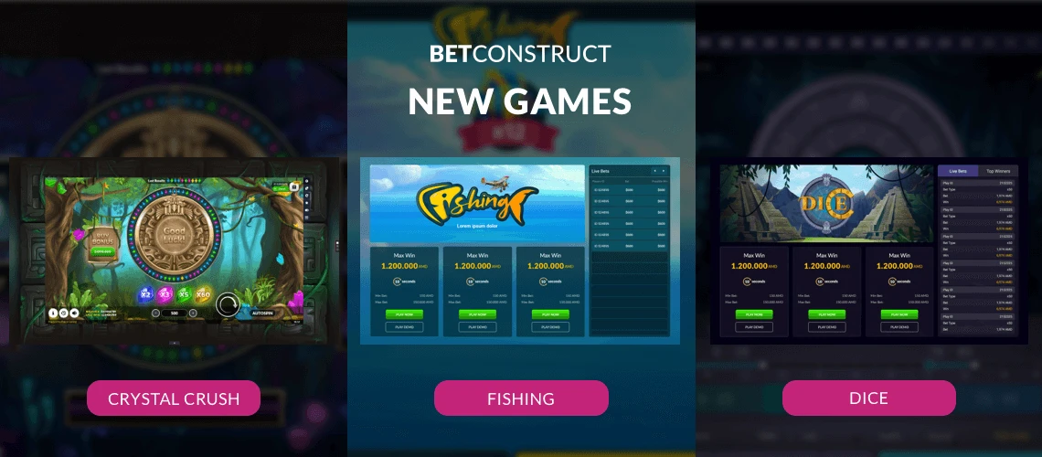 BetConstruct Releases New RNG Games Fishing, Dice and Crystal Crush